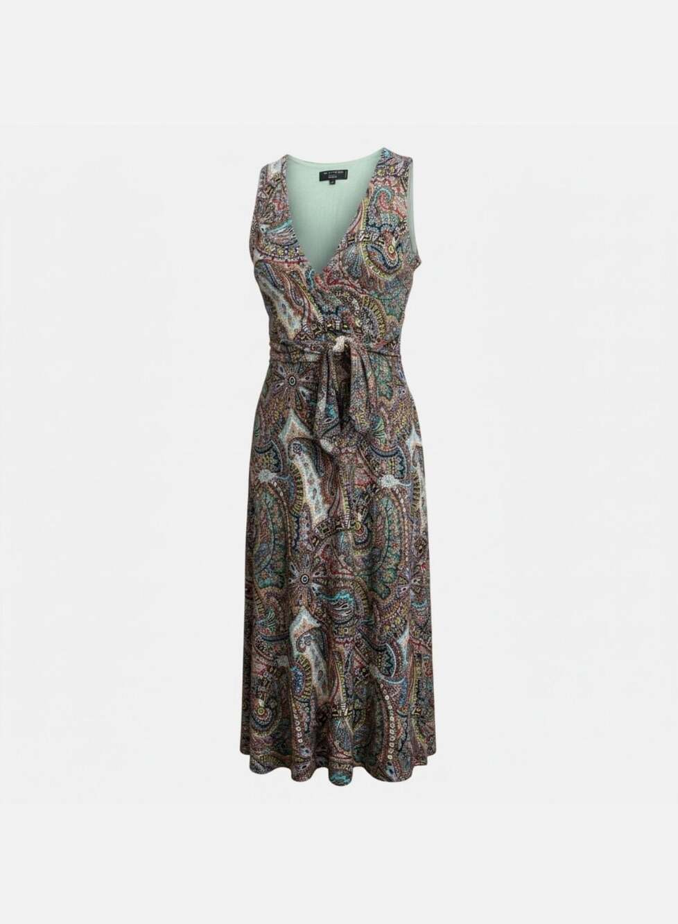 ETRO Boho, Retro ,Paisley Print V-Neck Sleeveless Maxi Dress with Tie Back - Picture 2 of 10
